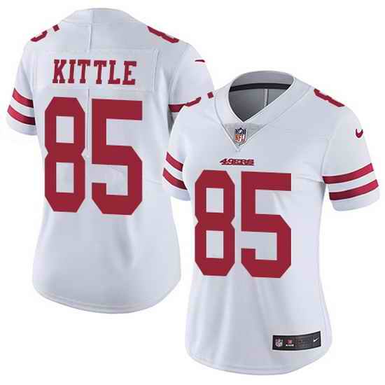 Women Nike San Francisco 49ers #85 George Kittle White Vapor Untouchable Limited NFL Jersey->women nfl jersey->Women Jersey