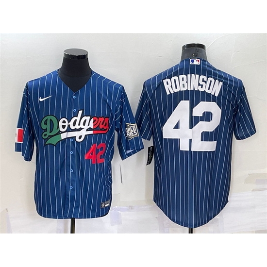 Men Los Angeles Dodgers #42 Jackie Robinson Navy Mexico World Series Cool Base Stitched Baseball Jersey->los angeles dodgers->MLB Jersey