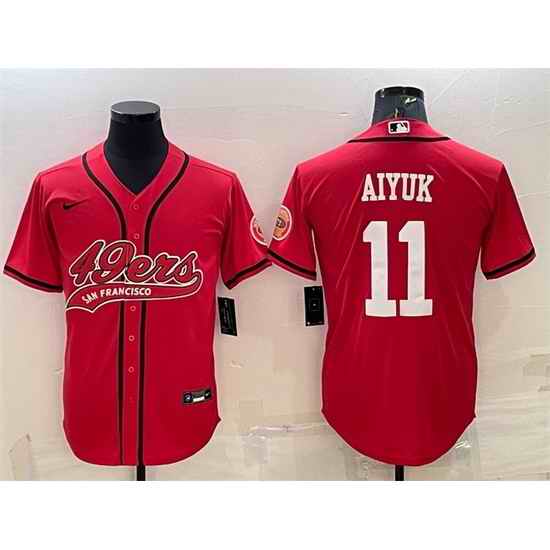 Men San Francisco 49ers #11 Brandon Aiyuk Red With Patch Cool Base Stitched Baseball JerseyS->san francisco 49ers->NFL Jersey