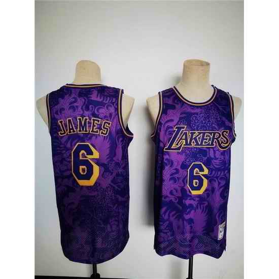 Men Los Angeles Lakers 6 LeBron James 2022 Purple Lunar New Year Tiger CNY 4 #0 HWC Stitched Basketball Jersey->los angeles lakers->NBA Jersey