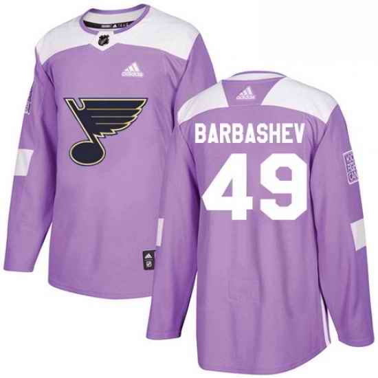 Mens Adidas St Louis Blues #49 Ivan Barbashev Authentic Purple Fights Cancer Practice NHL Jersey->st.louis blues->NHL Jersey
