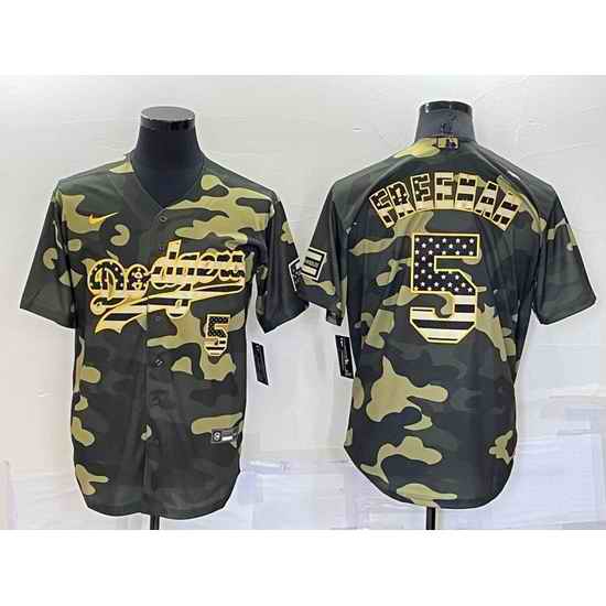 Men Los Angeles Dodgers #5 Freddie Freeman Olive Cool Base Stitched Baseball Jersey->los angeles dodgers->MLB Jersey
