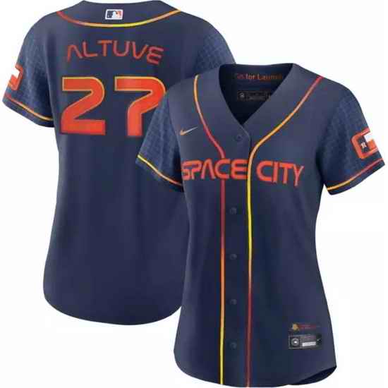 Women Houston Astros #27 Jose Altuve 2022 Navy City Connect Stitched Jersey->women mlb jersey->Women Jersey