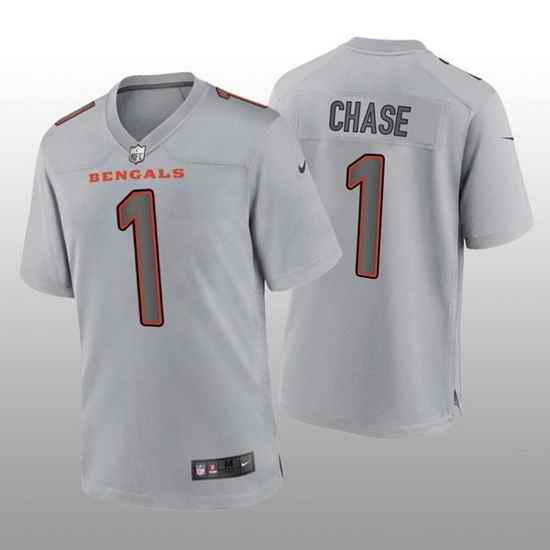 Men Cincinnati Bengals #1 Ja 27Marr Chase Gray Atmosphere Fashion Stitched Game Jersey->dallas cowboys->NFL Jersey