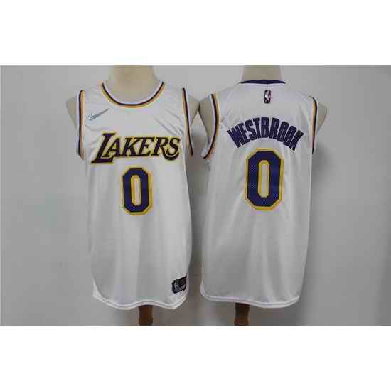 Men Nike Los Angeles Lakers #0 Russell Westbrook White Nike Diamond 75th Anniversary Swingman Jersey->los angeles lakers->NBA Jersey