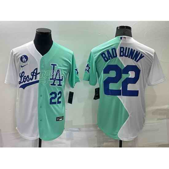 Men Los Angeles Dodgers #22 Bad Bunny 2022 All Star White Green Cool Base Baseball Jerseys->los angeles dodgers->MLB Jersey