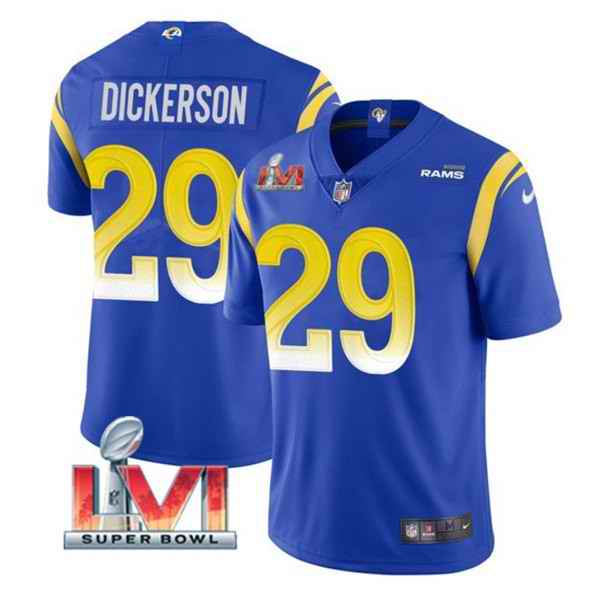Nike Rams #29 Eric Dickerson Royal 2022 Super Bowl LVI Vapor Limited Jersey->los angeles rams->NFL Jersey