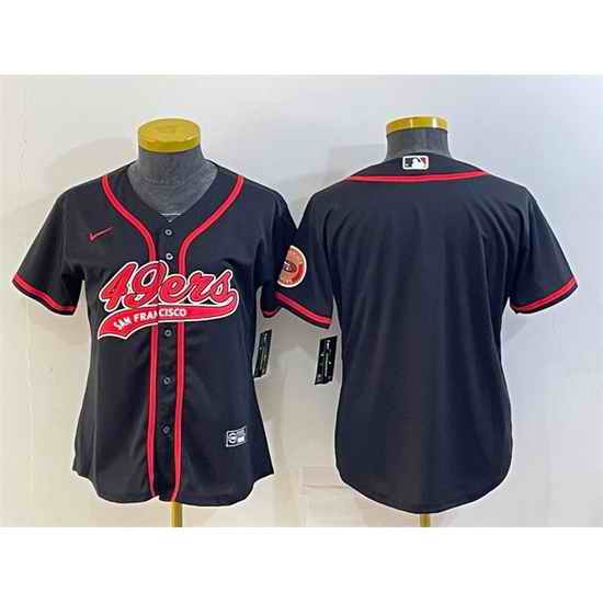 Women San Francisco 49ers Blank Black With Patch Cool Base Stitched Baseball Jersey->women nfl jersey->Women Jersey