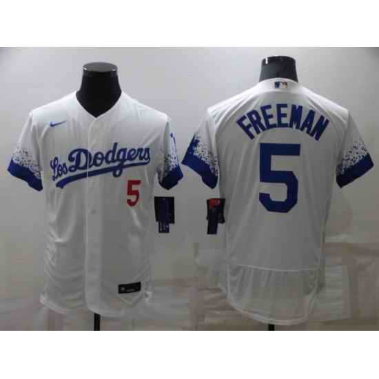Men's Los Angeles Dodgers #5 Freddie Freeman White 2022 City Connect Flex Base Stitched Jersey->los angeles dodgers->MLB Jersey