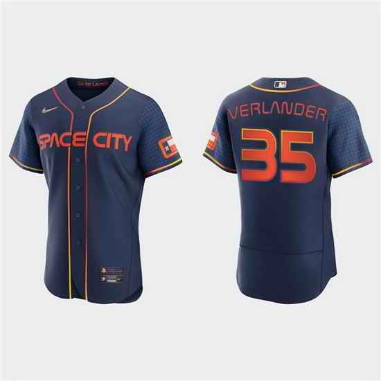 Men Houston Astros #35 Justin Verlander 2022 Navy City Connect Flex Base Stitched Baseball jersey->houston astros->MLB Jersey