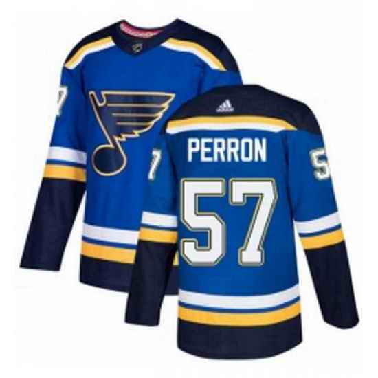 Mens Adidas St Louis Blues #57 David Perron Authentic Royal Blue Home NHL Jersey->st.louis blues->NHL Jersey