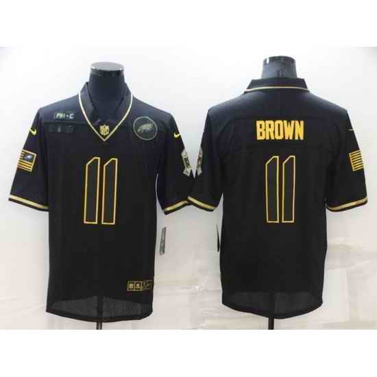 Men Philadelphia Eagles #11 A J Brown Black Gold Salute To Service Limited Stitched jerseyy->philadelphia eagles->NFL Jersey