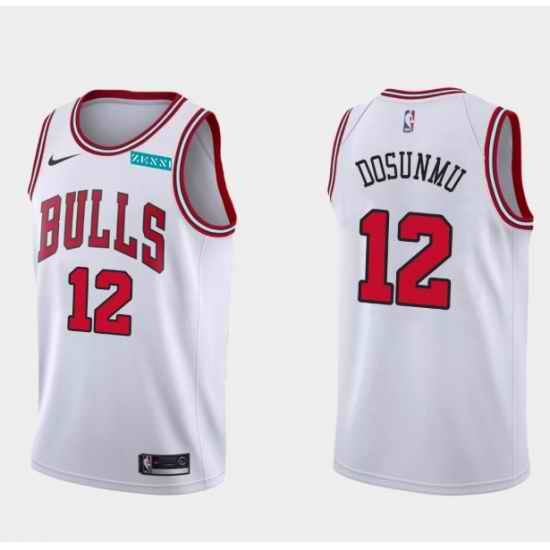 Men Chicago Bulls 12Ayo Dosunmu White Association Edition Swingman Stitched Basketball Jersey->chicago bulls->NBA Jersey