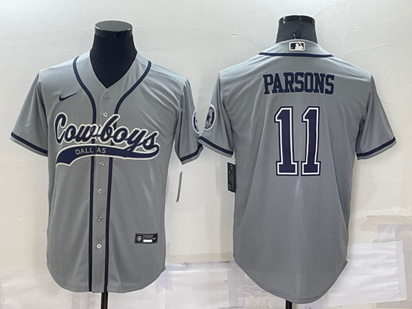 Men's Dallas Cowboys #11 Micah Parsons Grey Cool Base Stitched Baseball Jersey->dallas cowboys->NFL Jersey
