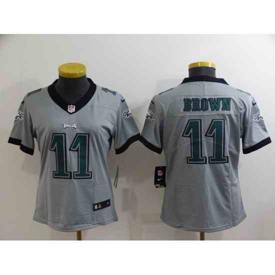 Women Philadelphia Eagles #11 A  J  Brown Grey Vapor Untouchable Limited Stitched Football Jersey 28Run Small 2->women nfl jersey->Women Jersey