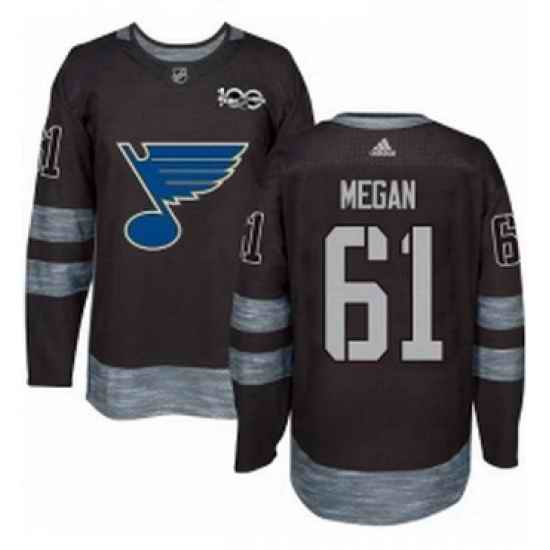 Mens Adidas St Louis Blues #61 Wade Megan Authentic Black 1917 2017 100th Anniversary NHL Jersey->st.louis blues->NHL Jersey