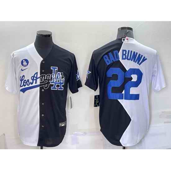 Men Los Angeles Dodgers #22 Bad Bunny 2022 All Star White Black Split Cool Base Baseball Jersey->los angeles dodgers->MLB Jersey