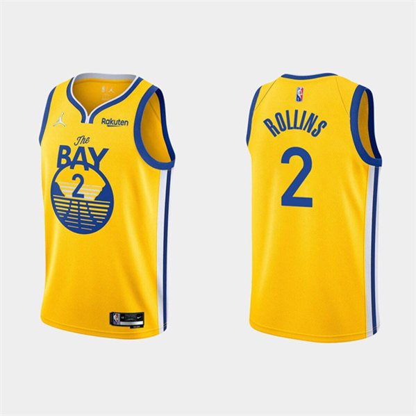 Men's Golden State Warriors #2 Ryan Rollins 2022 Yellow Stitched Basketball Jersey->golden state warriors->NBA Jersey