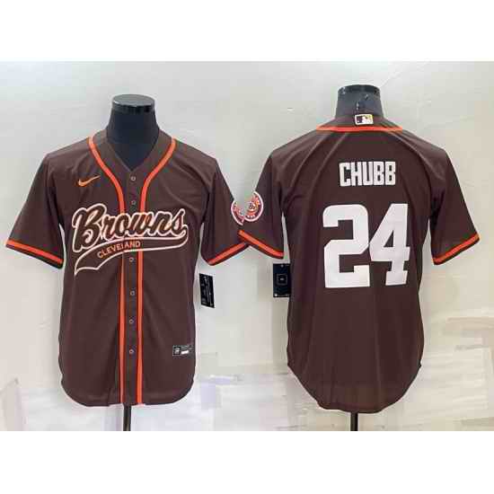 Men Cleveland Browns #24 Nick Chubb Brown Stitched Jersey->dallas cowboys->NFL Jersey