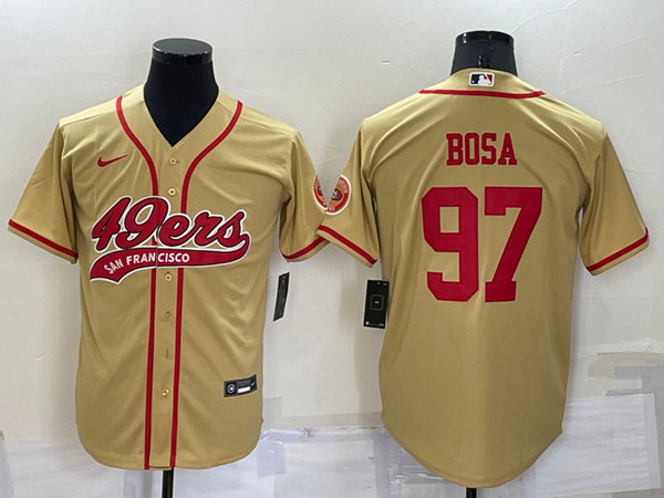 Men's San Francisco 49ers #97 Nick Bosa Gold Cool Base Stitched Baseball Jersey->san francisco 49ers->NFL Jersey