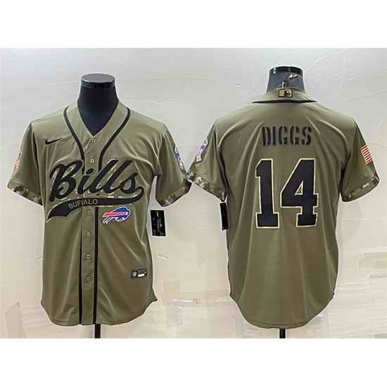 Men Buffalo Bills #14 Stefon Diggs 2022 Olive Salute To Service Cool Base Stitched Baseball Jersey->buffalo bills->NFL Jersey