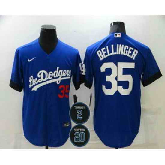 Men Los Angeles Dodgers 35 Cody Bellinger Blue #2 20 Patch City Connect Number Cool Base Stitched Jersey->los angeles dodgers->MLB Jersey