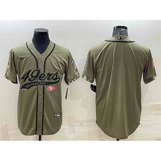 Men San Francisco 49ers Blank Olive Salute To Service Cool Base Stitched Baseball Jersey->san francisco 49ers->NFL Jersey