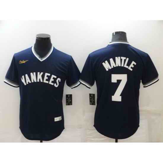 Men New York Yankees #7 Mickey Mantle Navy Stitched Baseball jersey->new york yankees->MLB Jersey