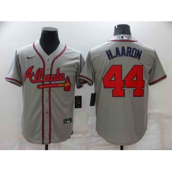 Men's Nike Atlanta Braves #44 Hank Aaron Gray Jersey->chicago white sox->MLB Jersey
