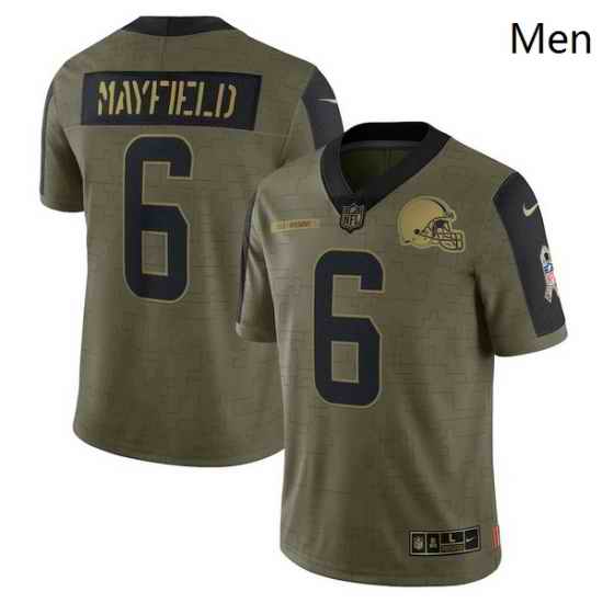 Men's Cleveland Browns Baker Mayfield Nike Olive 2021 Salute To Service Limited Player Jersey->cleveland browns->NFL Jersey