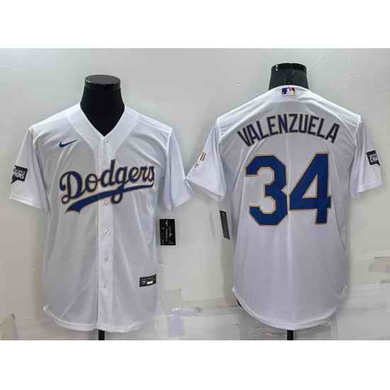 Men Los Angeles Dodgers #34 Toro Valenzuela White Gold Championship Cool Base Stitched Jersey->los angeles dodgers->MLB Jersey