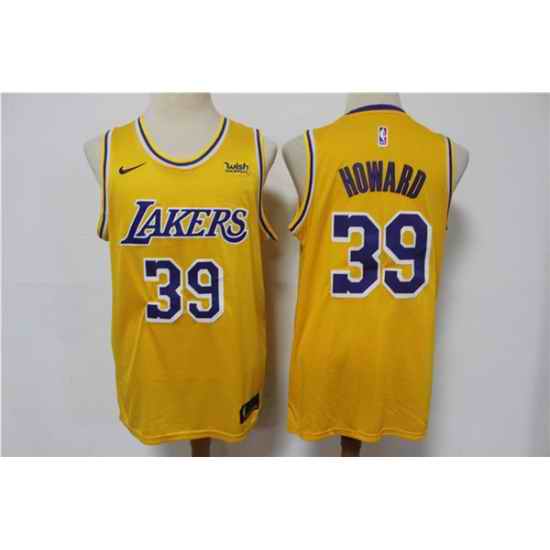 Men Los Angeles Lakers #39 Dwight Howard Yellow Stitched Basketball Jersey->milwaukee bucks->NBA Jersey