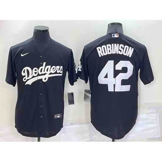 Men Los Angeles Dodgers #42 Jackie Robinson Black Cool Base Stitched Jerseyy->los angeles dodgers->MLB Jersey