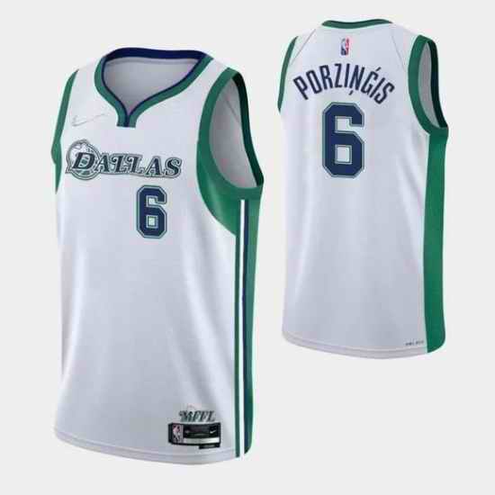 Men Dallas Mavericks #6 Kristaps Porzingis 2021 22 White City Edition Stitched Jersey->cleveland cavaliers->NBA Jersey