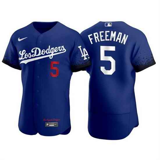 Men Los Angeles Dodgers #5 Freddie Freeman Royal City Connect Flex Base Stitched jersey->los angeles dodgers->MLB Jersey