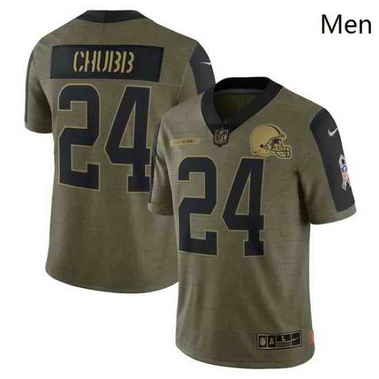 Men's Cleveland Browns Nick Chubb Nike Olive 2021 Salute To Service Limited Player Jersey->cleveland browns->NFL Jersey