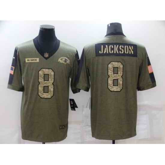 Men's Baltimore Ravens #8 Lamar Jackson Camo 2021 Salute To Service Limited Player Jersey->buffalo bills->NFL Jersey