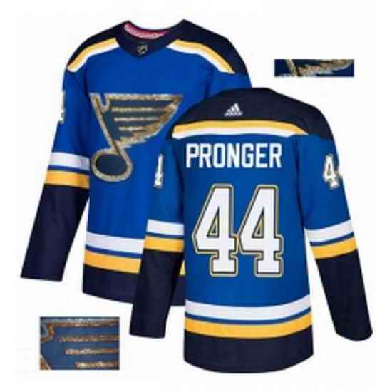 Mens Adidas St Louis Blues #44 Chris Pronger Authentic Royal Blue Fashion Gold NHL Jersey->st.louis blues->NHL Jersey