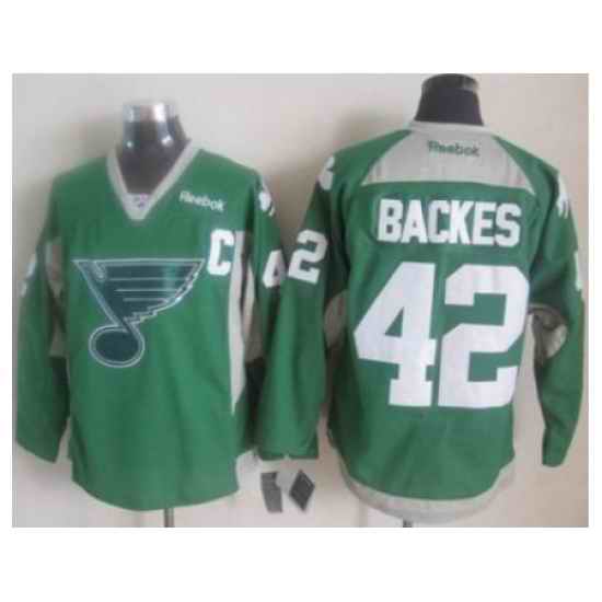 St.Louis Blues #42 David Backes Green Practice Stitched NHL Jersey->st.louis blues->NHL Jersey