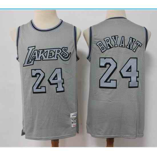 Men Los Angeles Lakers #24 Kobe Bryant Grey Throwback Stitched Basketball Jersey->miami heat->NBA Jersey