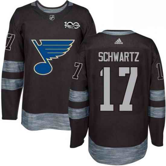 Mens Adidas St Louis Blues #17 Jaden Schwartz Authentic Black 1917 2017 100th Anniversary NHL Jersey->st.louis blues->NHL Jersey