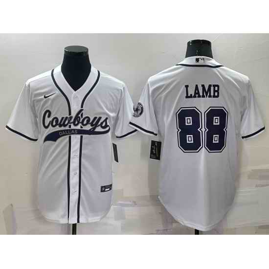 Men Dallas Cowboys #88 CeeDee Lamb White Cool Base Stitched Baseball Jersey->dallas cowboys->NFL Jersey