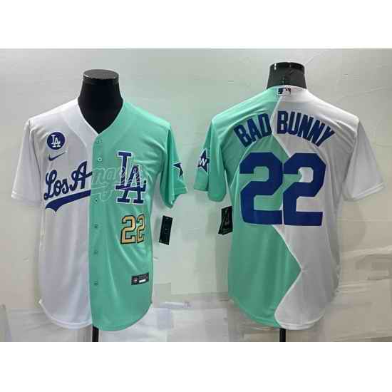 Men Los Angeles Dodgers #22 Bad Bunny 2022 All Star White Green Cool Base Baseball Jersey->los angeles dodgers->MLB Jersey