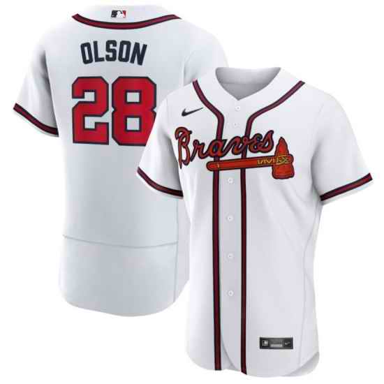 Men's Atlanta Braves #28 Matt Olson White Nike Flexbase Jersey->chicago cubs->MLB Jersey