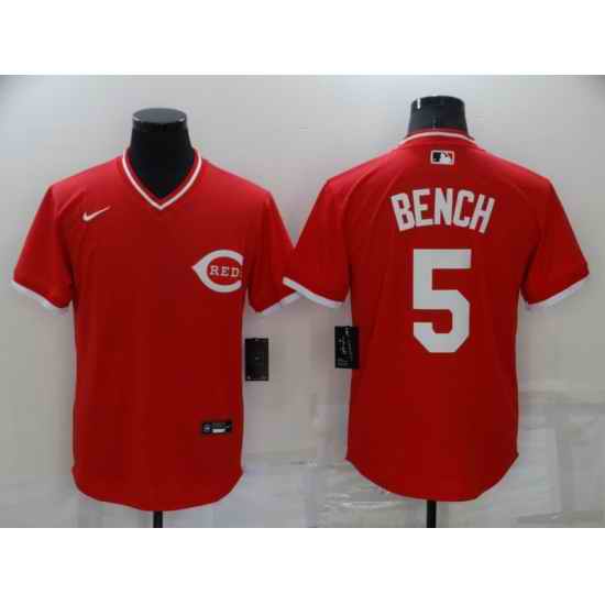 Men's Cincinnati Reds #5 Johnny Bench Red Pullover Throwback Nike Jersey->houston astros->MLB Jersey