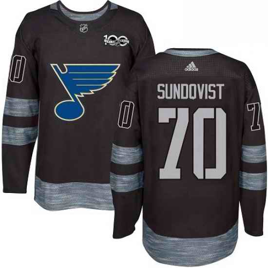 Mens Adidas St Louis Blues #70 Oskar Sundqvist Authentic Black 1917 2017 100th Anniversary NHL Jersey->st.louis blues->NHL Jersey