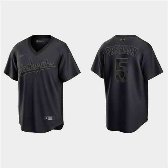 Men Los Angeles Dodgers #5 Freddie Freeman Black Pitch Black Fashion Replica Stitched Jersey->los angeles dodgers->MLB Jersey
