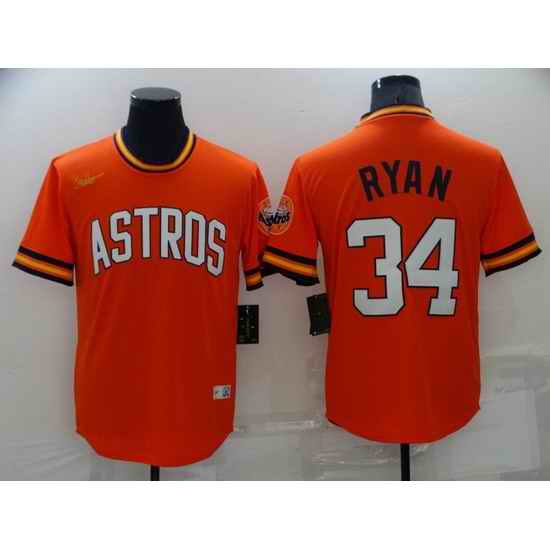 Men Houston Astros #34 Nolan Ryan Orange Cool Base Stitched jersey->houston astros->MLB Jersey