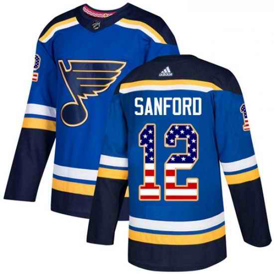 Youth Adidas St Louis Blues #12 Zach Sanford Authentic Blue USA Flag Fashion NHL Jersey->youth nhl jersey->Youth Jersey