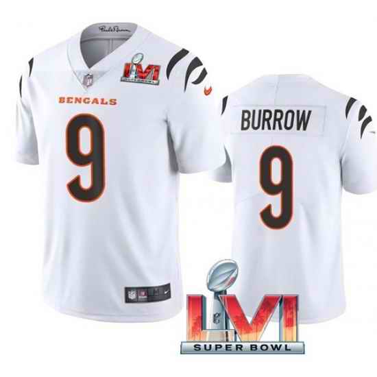 Nike Cincinati Bengals #9 Joe Burrow White 2022 Super Bowl LVI Vapor Limited Jersey->cincinnati bengals->NFL Jersey